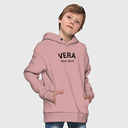 Толстовка оверсайз детская Vera never alone - motto, цвет: пыльно-розовый — фото 2