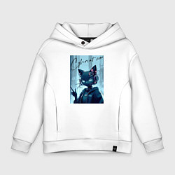 Толстовка оверсайз детская Cybercat 2099 - ai art, цвет: белый