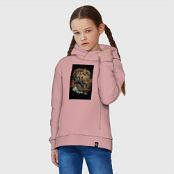 Толстовка оверсайз детская Муай Тай боец и зеленый дракон, цвет: пыльно-розовый — фото 2