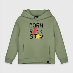Толстовка оверсайз детская Рождён быть рок звездой, цвет: авокадо
