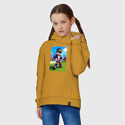 Толстовка оверсайз детская Jotaro Kujo and Minecraft - collaboration, цвет: горчичный — фото 2