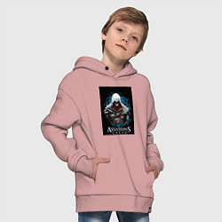 Толстовка оверсайз детская Assassins creed белый костюм, цвет: пыльно-розовый — фото 2