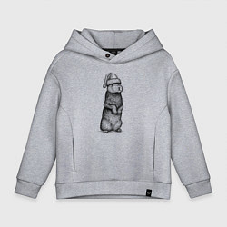 Толстовка оверсайз детская Заяц Новый год, цвет: меланж