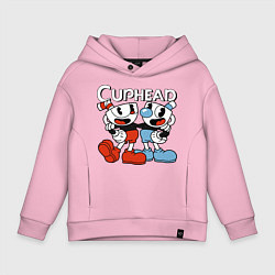 Толстовка оверсайз детская Cuphead and Mugman, цвет: светло-розовый
