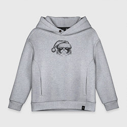 Толстовка оверсайз детская Grumpy cat Santa, цвет: меланж