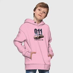 Толстовка оверсайз детская Порше 911 спортивный автомобиль, цвет: светло-розовый — фото 2