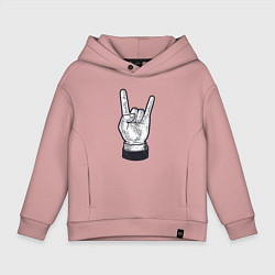 Толстовка оверсайз детская Rock hand, цвет: пыльно-розовый
