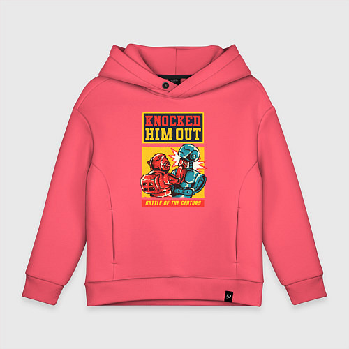 Детское худи оверсайз Битва ретро роботов / Коралловый – фото 1