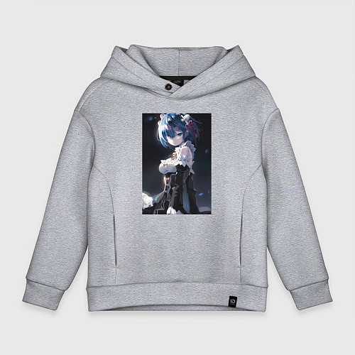 Детское худи оверсайз Жизнь с нуля в альтернативном мире Рем / Меланж – фото 1