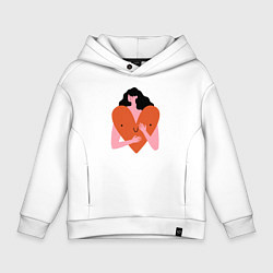 Толстовка оверсайз детская Heart girl, цвет: белый