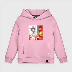 Толстовка оверсайз детская Кошка жена аниме мем, цвет: светло-розовый