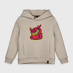 Толстовка оверсайз детская Team owls, цвет: миндальный