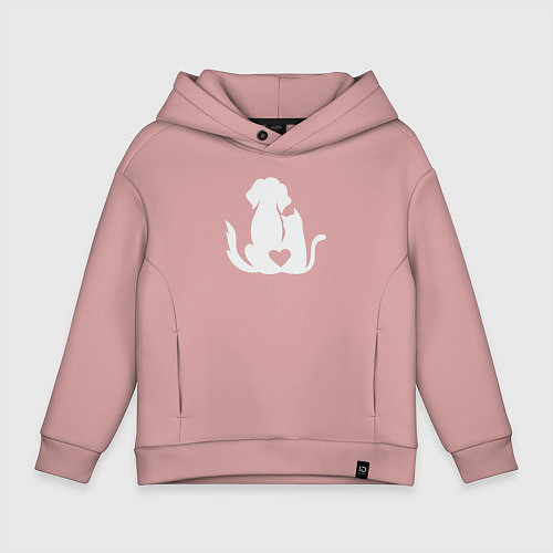 Детское худи оверсайз Cats and dogs love / Пыльно-розовый – фото 1