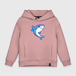 Толстовка оверсайз детская Дружелюбная акула, цвет: пыльно-розовый