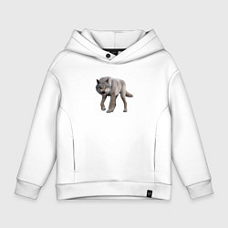 Толстовка оверсайз детская Волк глядит, цвет: белый