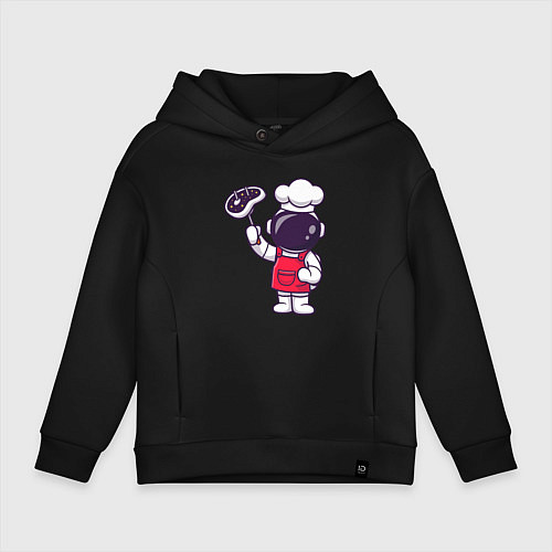Детское худи оверсайз Повар космонавт / Черный – фото 1