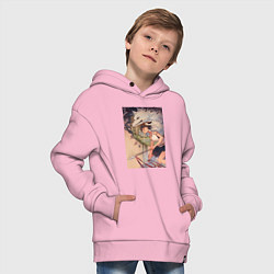 Толстовка оверсайз детская Принцесса Мононоке - волк Моро, цвет: светло-розовый — фото 2