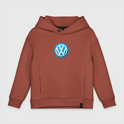 Толстовка оверсайз детская Volkswagen logo blue, цвет: кирпичный