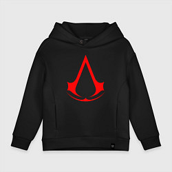 Толстовка оверсайз детская Red logo of assassins, цвет: черный