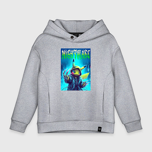 Детское худи оверсайз Pikachu - nightmare ai art fantasy / Меланж – фото 1