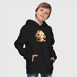 Толстовка оверсайз детская Мэрилин Монро шарж, цвет: черный — фото 2