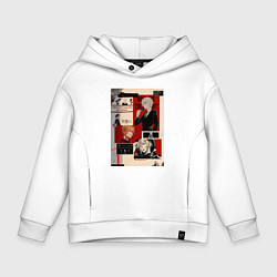 Толстовка оверсайз детская Патриотизм Мориарти Луис Джеймс коллаж, цвет: белый