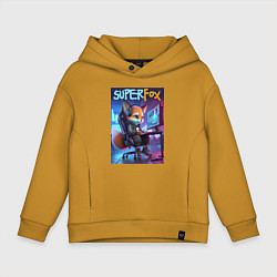Толстовка оверсайз детская Super fox gamer - ai art fantasy, цвет: горчичный