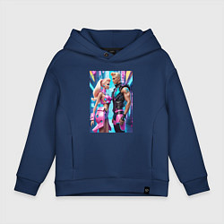 Толстовка оверсайз детская Barbie and Ken - ai art fantasy, цвет: тёмно-синий