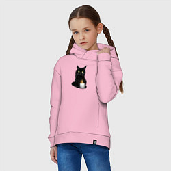 Толстовка оверсайз детская Кот с примусом, цвет: светло-розовый — фото 2