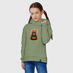 Толстовка оверсайз детская Тигр - самурай, цвет: авокадо — фото 2