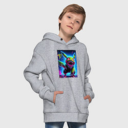Толстовка оверсайз детская Pikachu - nightmare ai art fantasy, цвет: меланж — фото 2