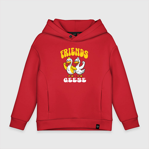 Детское худи оверсайз Гуси два веселых друга / Красный – фото 1