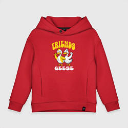 Толстовка оверсайз детская Гуси два веселых друга, цвет: красный