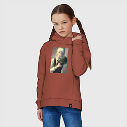 Толстовка оверсайз детская Человек-бензопила Кига одна из четырех всадников, цвет: кирпичный — фото 2