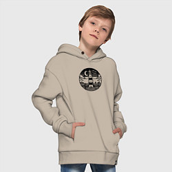 Толстовка оверсайз детская Маяк и ночное море, цвет: миндальный — фото 2