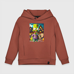Толстовка оверсайз детская Зомби Барт Симпсон - нейросеть, цвет: кирпичный