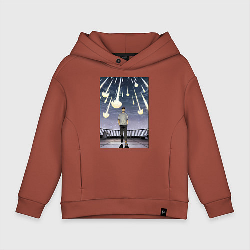 Детское худи оверсайз Кайдзю номер восемь Кафка Хибино звездопад / Кирпичный – фото 1