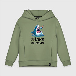 Толстовка оверсайз детская Shark ice cream - ai art, цвет: авокадо