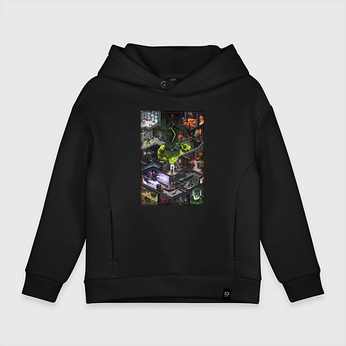 Детское худи оверсайз Half life 1 - levels and bosses / Черный – фото 1