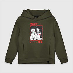 Толстовка оверсайз детская Человек-бензопила Денджи Пауэр Аки Хаякава, цвет: хаки