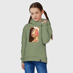 Толстовка оверсайз детская Клинок, рассекающий демонов Обанай Игуро, цвет: авокадо — фото 2