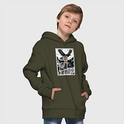 Толстовка оверсайз детская Цукишима: Волейбол - Haikyuu, цвет: хаки — фото 2