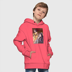 Толстовка оверсайз детская Монолог фармацевта Жэньши выпивает, цвет: коралловый — фото 2