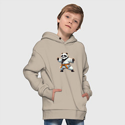 Толстовка оверсайз детская Кунгфу панда По каратист, цвет: миндальный — фото 2