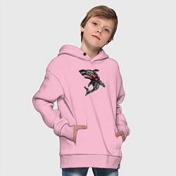 Толстовка оверсайз детская Мото акула, цвет: светло-розовый — фото 2