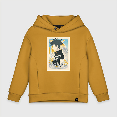 Детское худи оверсайз Магическая битва Мэгуми Фусигуро тень / Горчичный – фото 1