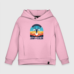 Толстовка оверсайз детская Парашютист на фоне закатного неба ретро винтаж, цвет: светло-розовый