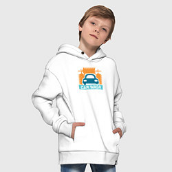 Толстовка оверсайз детская Мойка авто, цвет: белый — фото 2