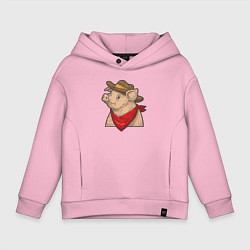 Толстовка оверсайз детская Свинка ковбой, цвет: светло-розовый