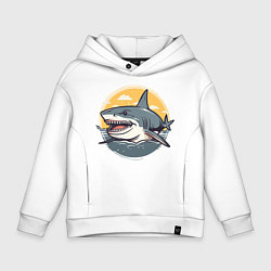 Толстовка оверсайз детская Акула в кругу, цвет: белый